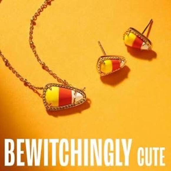 *SOLD* NWT! Kendra Scott Candy Corn Gold Stud Earrings in Candy Corn Magnesite - Picture 4 of 7